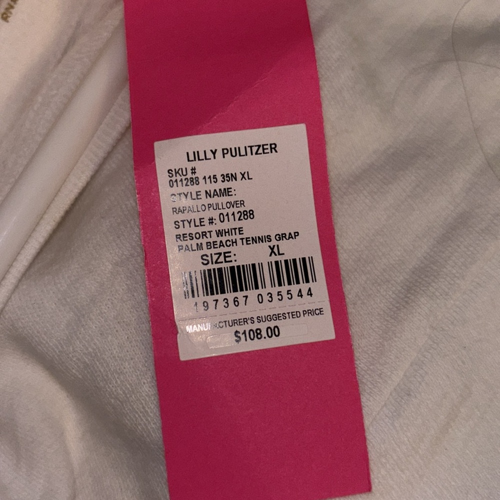 NWT Lilly Pulitzer Rapallo Cotton Pullover XL  RESORT WHITE PALM BEACH TENNIS - Picture 3 of 4